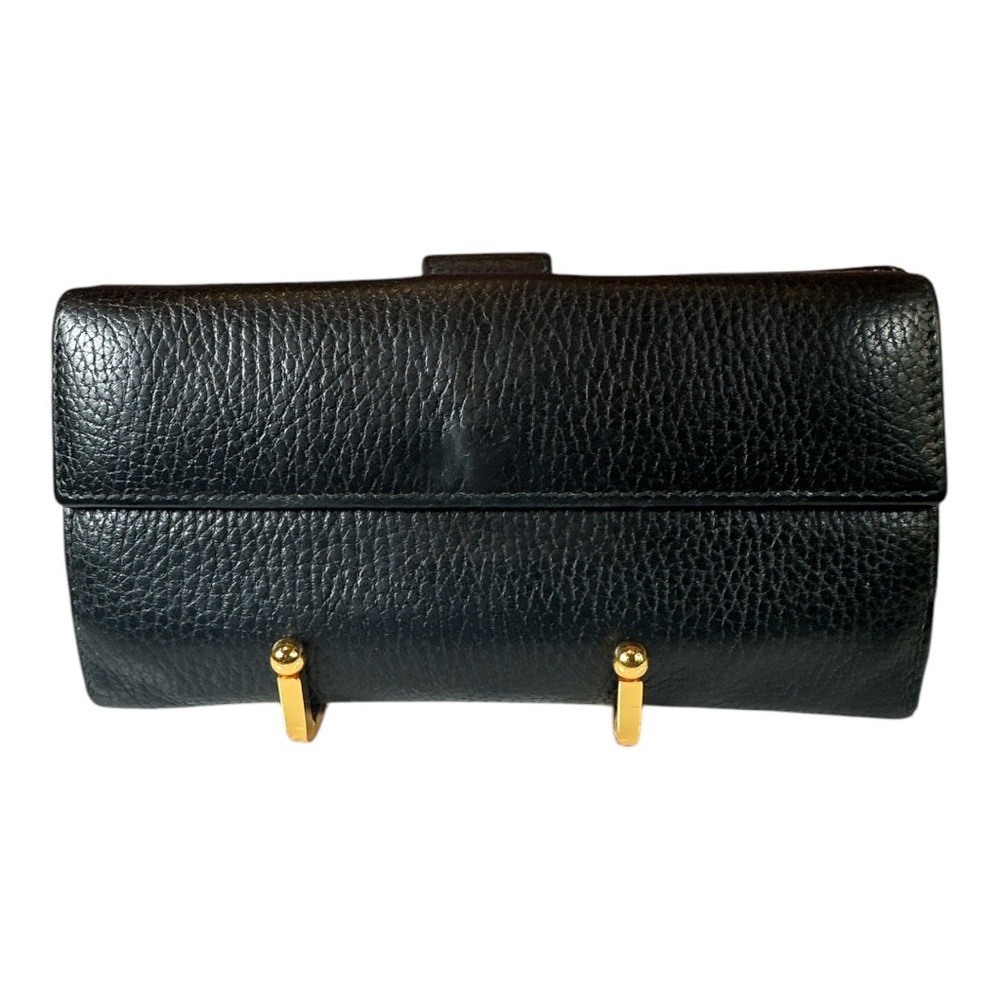 Gucci Vintage Continental Black Leather Wallet with Pebbled Texture - Picture 2 of 14
